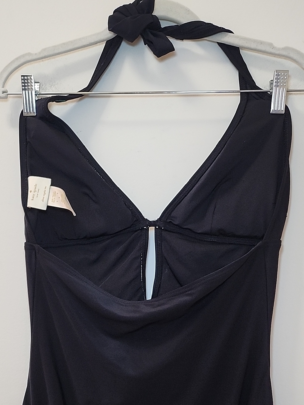 Kate Spade New York Marina Beach Halter Plunge One Piece Swimsuit black Sz Large - Picture 11 of 16